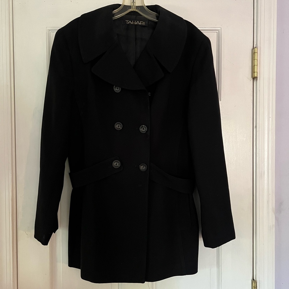 Tahari Double-Breasted Black Blazer